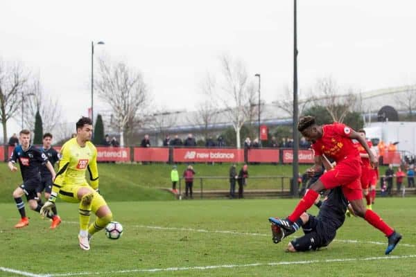 KIRKBY, ENGLAND - Sunday, February 19, 2017: Liverpool's Madger Gomes in action against Derby County during the FA Premier League 2 Division 1 Under-23 match at the Kirkby Academy. (Pic by Paul Greenwood/Propaganda)