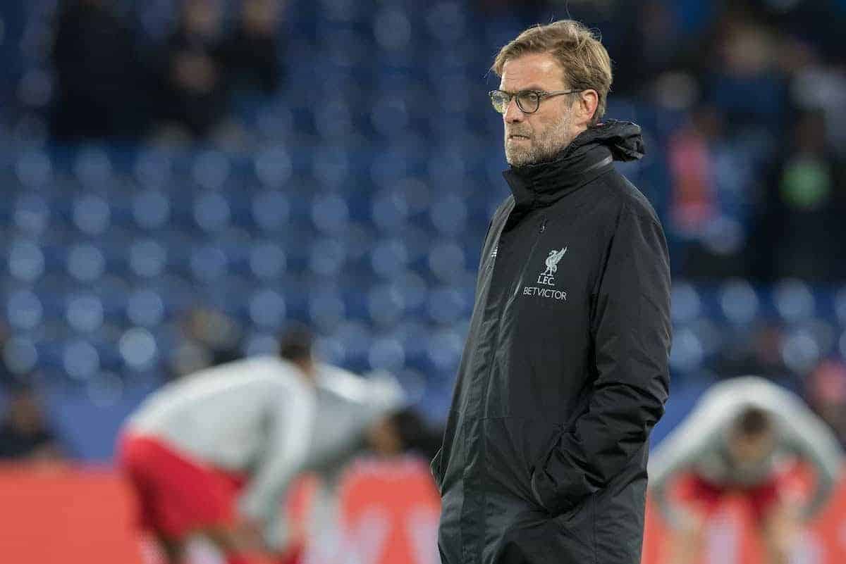 LEICESTER, ENGLAND - Monday, February 27, 2017: Liverpool's Manager Jürgen Klopp before kick off against Leicester City in the FA Premier League match at the King Power Stadium. (Pic by Gavin Trafford/Propaganda)