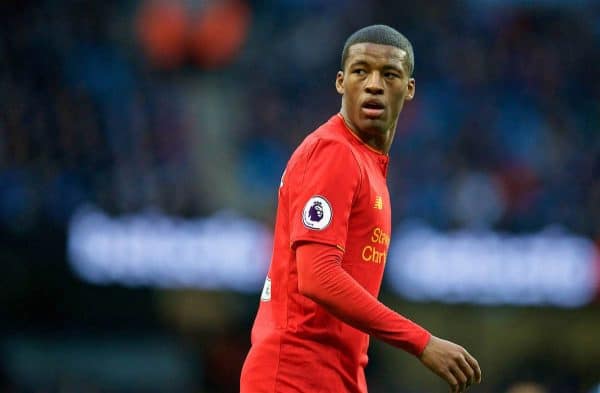 MANCHESTER, ENGLAND - Sunday, March 19, 2017: Liverpool's Georginio Wijnaldum in action against Manchester City during the FA Premier League match at the City of Manchester Stadium. (Pic by David Rawcliffe/Propaganda)