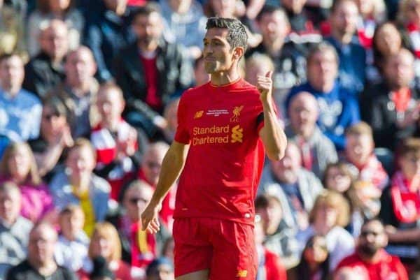 LIVERPOOL, ENGLAND - Saturday, March 25, 2017: Liverpoolís Luis Garcia in action against Real Madrid during a Legends friendly match at Anfield. (Pic by Peter Powell/Propaganda)