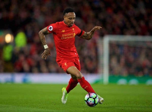 LIVERPOOL, ENGLAND - Wednesday, April 5, 2017: Liverpool's Nathaniel Clyne in action against AFC Bournemouth during the FA Premier League match at Anfield. (Pic by David Rawcliffe/Propaganda)