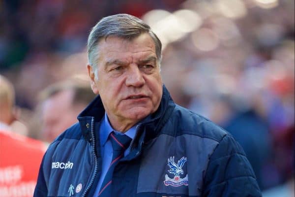 LIVERPOOL, ENGLAND - Sunday, April 23, 2017: Crystal Palace's manager Sam Allardyce before the FA Premier League match against Liverpool at Anfield. (Pic by David Rawcliffe/Propaganda)