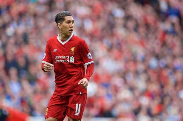 LIVERPOOL, ENGLAND - Sunday, May 21, 2017: Liverpool's Roberto Firmino in action against Middlesbrough during the FA Premier League match at Anfield. (Pic by David Rawcliffe/Propaganda)