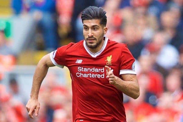 LIVERPOOL, ENGLAND - Sunday, May 21, 2017: Liverpool's Emre Can in action against Middlesbrough during the FA Premier League match at Anfield. (Pic by David Rawcliffe/Propaganda)