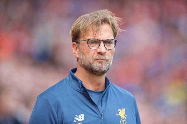 LIVERPOOL, ENGLAND - Sunday, May 21, 2017: Liverpool's manager Jürgen Klopp before the FA Premier League match against Middlesbrough at Anfield. (Pic by David Rawcliffe/Propaganda)