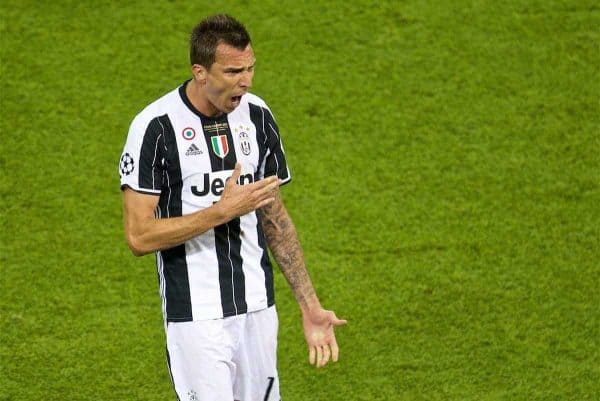 CARDIFF, WALES - Saturday, June 3, 2017: Juventus' Mario Mandûuki? celebrates after scoring the first equalising goal during the UEFA Champions League Final between Juventus FC and Real Madrid CF at the Stadium of Wales. (Pic by David Rawcliffe/Propaganda)