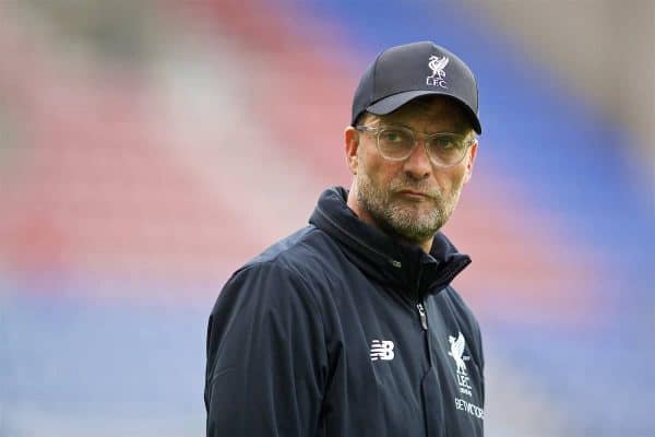 WIGAN, ENGLAND - Friday, July 14, 2017: Liverpool's manager Jürgen Klopp before a preseason friendly match against Wigan Athletic at the DW Stadium. (Pic by David Rawcliffe/Propaganda)