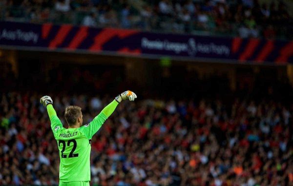 HONG KONG, CHINA - Wednesday, July 19, 2017: Liverpool's goalkeeper Simon Mignolet during the Premier League Asia Trophy match between Liverpool and Crystal Palace at the Hong Kong International Stadium. (Pic by David Rawcliffe/Propaganda)