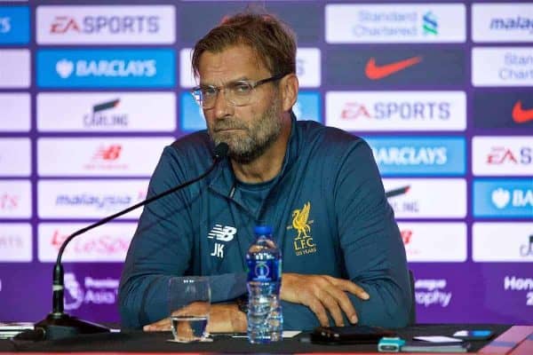 HONG KONG, CHINA - Friday, July 21, 2017: Liverpool's manager Jürgen Klopp during a press conference at the Grand Hyatt Hotel Hong Kong ahead of the Premier League Asia Trophy 2017. (Pic by David Rawcliffe/Propaganda)