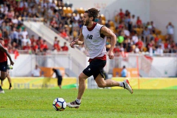 HONG KONG, CHINA - Friday, July 21, 2017: Liverpool's Adam Lallana during a training session at the Mong Kok Stadium during the Premier League Asia Trophy 2017. (Pic by David Rawcliffe/Propaganda)