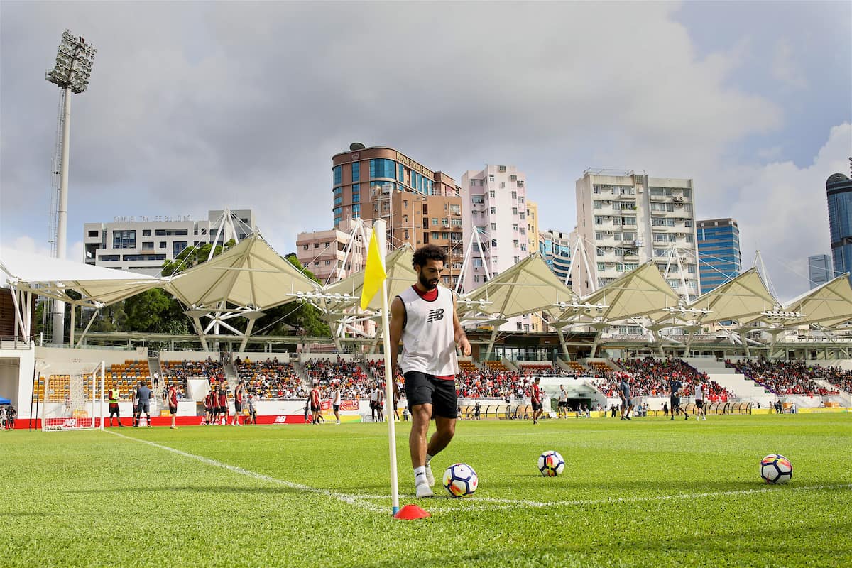 HONG KONG, CHINA - Friday, July 21, 2017: Liverpool's Mohamed Salah during a training session at the Mong Kok Stadium during the Premier League Asia Trophy 2017. (Pic by David Rawcliffe/Propaganda)
