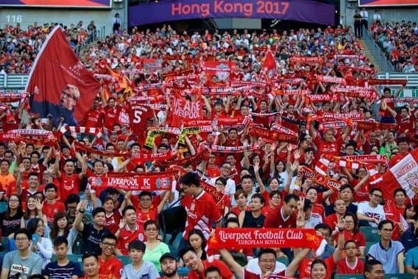 HONG KONG, CHINA - Saturday, July 22, 2017: Liverpool supporters during the Premier League Asia Trophy final match between Liverpool and Leicester City at the Hong Kong International Stadium. (Pic by David Rawcliffe/Propaganda)