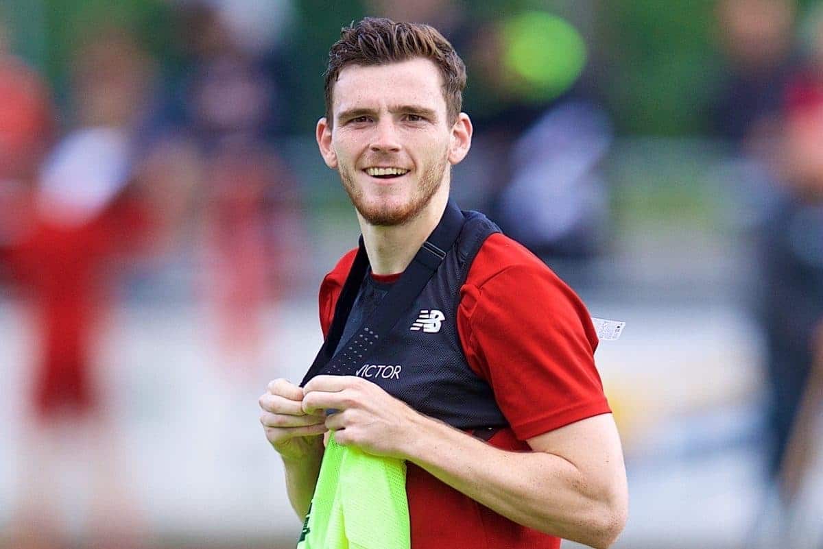 ROTTACH-EGERN, GERMANY - Friday, July 28, 2017: Liverpool's Andy Robertson during a training session at FC Rottach-Egern on day three of the preseason training camp in Germany. (Pic by David Rawcliffe/Propaganda)