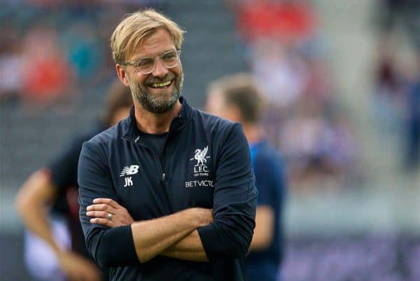 BERLIN, GERMANY - Saturday, July 29, 2017: Liverpool's manager Jürgen Klopp before a preseason friendly match celebrating 125 years of football for Liverpool and Hertha BSC Berlin at the Olympic Stadium. (Pic by David Rawcliffe/Propaganda)