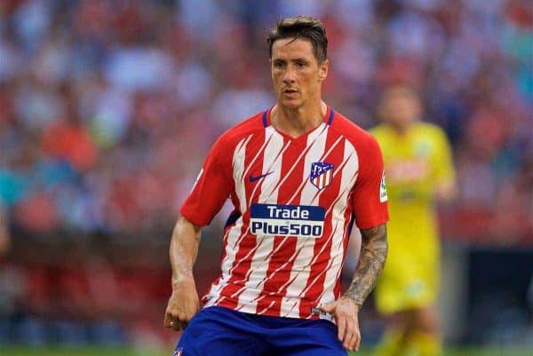 MUNICH, GERMANY - Tuesday, August 1, 2017: Atlético de Madrid's Fernando Torres during the Audi Cup 2017 match between Club S.S.C. Napoli and Atlético de Madrid at the Allianz Arena. (Pic by David Rawcliffe/Propaganda)