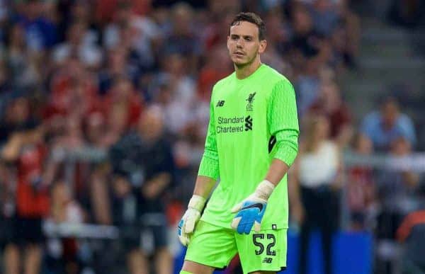 MUNICH, GERMANY - Wednesday, August 2, 2017: Liverpool's goalkeeper Danny Ward during the Audi Cup 2017 final match between Liverpool FC and Atlético de Madrid's at the Allianz Arena. (Pic by David Rawcliffe/Propaganda)