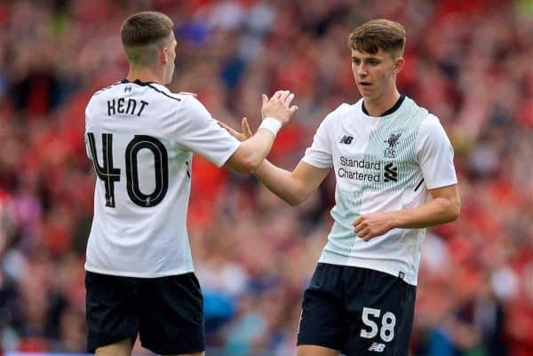 DUBLIN, REPUBLIC OF IRELAND - Saturday, August 5, 2017: Liverpool's Ben Woodburn celebrates scoring the second goal during a preseason friendly match between Athletic Club Bilbao and Liverpool at the Aviva Stadium. (Pic by David Rawcliffe/Propaganda)