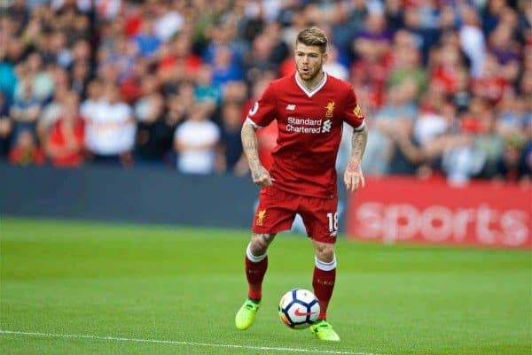 WATFORD, ENGLAND - Saturday, August 12, 2017: Liverpool's Alberto Moreno during the FA Premier League match between Watford and Liverpool at Vicarage Road. (Pic by David Rawcliffe/Propaganda)