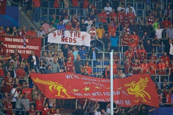 SINSHEIM, GERMANY - Tuesday, August 15, 2017: Liverpool supporters before the UEFA Champions League Play-Off 1st Leg match between TSG 1899 Hoffenheim and Liverpool at the Rhein-Neckar-Arena. (Pic by David Rawcliffe/Propaganda)