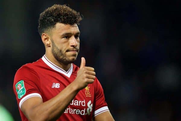 LEICESTER, ENGLAND - Saturday, September 23, 2017: Liverpool's Alex Oxlade-Chamberlain during the Football League Cup 3rd Round match between Leicester City and Liverpool at the King Power Stadium. (Pic by David Rawcliffe/Propaganda)