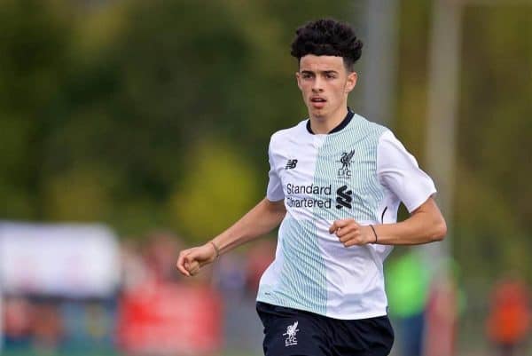 MOSCOW, RUSSIA - Tuesday, September 26, 2017: Liverpool's Curtis Jones during the UEFA Youth League Group E match between Liverpool and Spartak Moscow FC at the Spartak Academy. (Pic by David Rawcliffe/Propaganda)