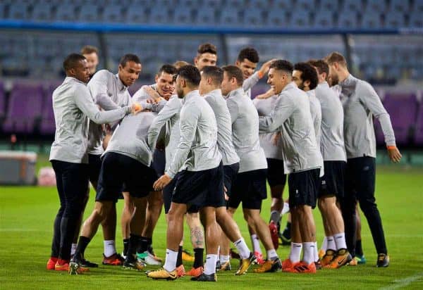 MARIBOR, SLOVENIA - Monday, October 16, 2017: Liverpool players during a training session ahead of the UEFA Champions League Group E match between NK Maribor and Liverpool at the Stadion Ljudski vrt. (Pic by David Rawcliffe/Propaganda)