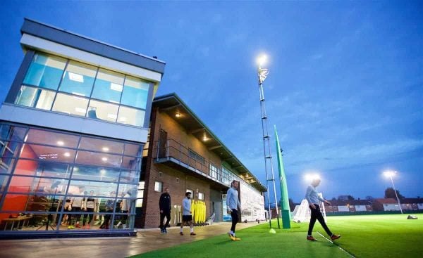 LIVERPOOL, ENGLAND - Tuesday, October 31, 2017: Liverpool's manager Jürgen Klopp and his players walk out for a training session at Melwood ahead of the UEFA Champions League Group E match between Liverpool FC and NK Maribor. (Pic by David Rawcliffe/Propaganda)