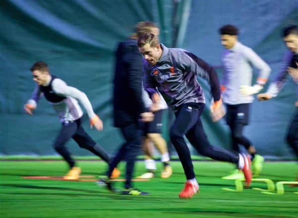 LIVERPOOL, ENGLAND - Tuesday, October 31, 2017: Liverpool's captain Jordan Henderson during a training session at Melwood ahead of the UEFA Champions League Group E match between Liverpool FC and NK Maribor. (Pic by David Rawcliffe/Propaganda)