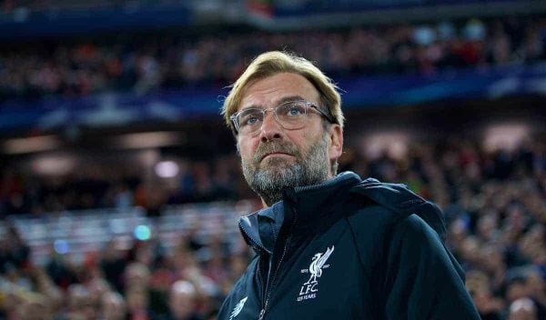 LIVERPOOL, ENGLAND - Wednesday, November 1, 2017: Liverpool's manager Jürgen Klopp before the UEFA Champions League Group E match between Liverpool FC and NK Maribor at Anfield. (Pic by David Rawcliffe/Propaganda)