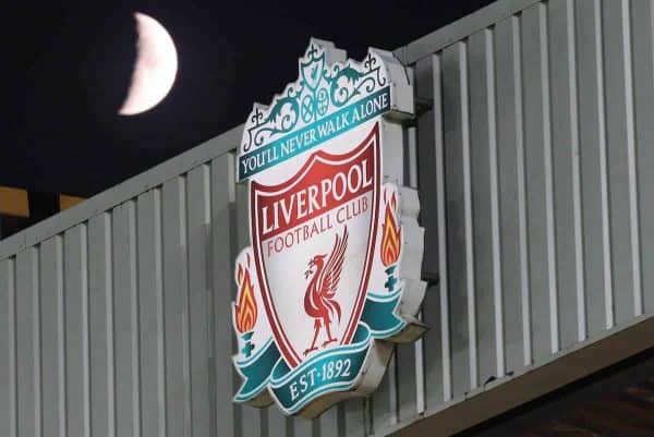 LIVERPOOL, ENGLAND - Saturday, November 25, 2017: A crescent moon over the stadium during warm up for the FA Premier League match between Liverpool and Chelsea at Anfield. (Pic by Lindsey Parnaby/Propaganda)