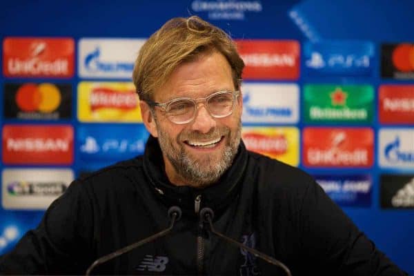 LIVERPOOL, ENGLAND - Tuesday, December 5, 2017: Liverpool's manager Jürgen Klopp during a press conference at Anfield ahead of the UEFA Champions League Group E match between Liverpool FC and FC Spartak Moscow. (Pic by David Rawcliffe/Propaganda)