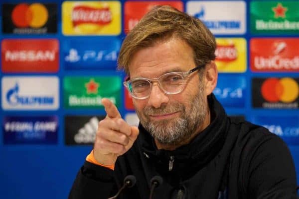 LIVERPOOL, ENGLAND - Tuesday, December 5, 2017: Liverpool's manager Jürgen Klopp during a press conference at Anfield ahead of the UEFA Champions League Group E match between Liverpool FC and FC Spartak Moscow. (Pic by David Rawcliffe/Propaganda)