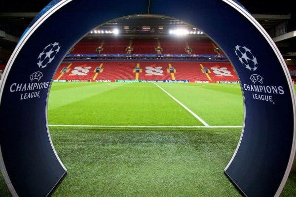 LIVERPOOL, ENGLAND - Wednesday, December 6, 2017: Champions League tunnel arch before the UEFA Champions League Group E match between Liverpool FC and FC Spartak Moscow at Anfield. (Pic by David Rawcliffe/Propaganda)