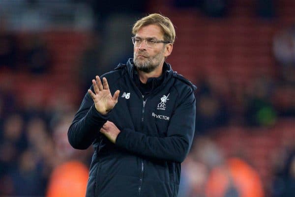 LONDON, ENGLAND - Friday, December 22, 2017: Liverpool's manager Jürgen Klopp before the FA Premier League match between Arsenal and Liverpool at the Emirates Stadium. (Pic by David Rawcliffe/Propaganda)