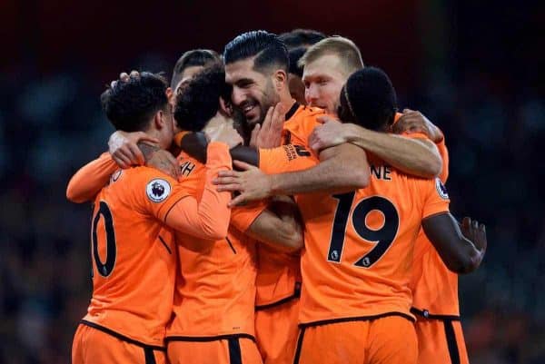 LONDON, ENGLAND - Friday, December 22, 2017: Liverpool's xxxx during the FA Premier League match between Arsenal and Liverpool at the Emirates Stadium. (Pic by David Rawcliffe/Propaganda)