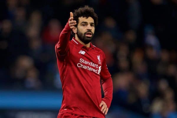 MANCHESTER, ENGLAND - Thursday, January 3, 2019: Liverpool's Mohamed Salah looks dejected during the FA Premier League match between Manchester City FC and Liverpool FC at the Etihad Stadium. (Pic by David Rawcliffe/Propaganda)