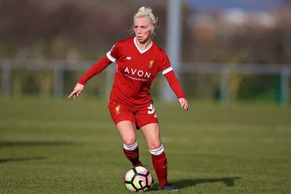 LIVERPOOL, ENGLAND - Sunday, February 4, 2018: Liverpool's Ashley Hodson during the Women's FA Cup 4th Round match between Liverpool FC Ladies and Watford FC Ladies at Walton Hall Park. (Pic by David Rawcliffe/Propaganda)