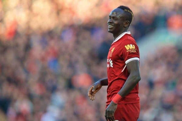 BIRKENHEAD, ENGLAND - Wednesday, February 21, 2018: Liverpool's Sadio Mane celebrates scoring the fourth goal during the UEFA Youth League Quarter-Final match between Liverpool FC and Manchester United FC at Prenton Park. (Pic by David Rawcliffe/Propaganda)