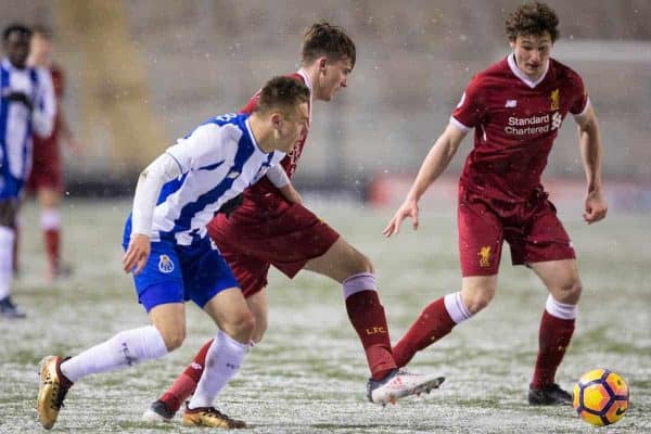LEIGH, ENGLAND - Wednesday, February 28, 2018: Liverpool's Liam Millar during the Under-23 FA Premier League International Cup Quarter-Final match between Liverpool and FC Porto at Leigh Sports Village. (Pic by Paul Greenwood/Propaganda)