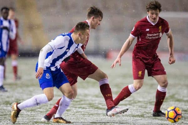 LEIGH, ENGLAND - Wednesday, February 28, 2018: Liverpool's Liam Millar during the Under-23 FA Premier League International Cup Quarter-Final match between Liverpool and FC Porto at Leigh Sports Village. (Pic by Paul Greenwood/Propaganda)