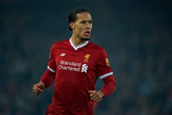 LIVERPOOL, ENGLAND - Saturday, March 3, 2018: Liverpool's Virgil van Dijk during the FA Premier League match between Liverpool FC and Newcastle United FC at Anfield. (Pic by Peter Powell/Propaganda)