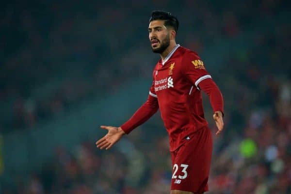 LIVERPOOL, ENGLAND - Saturday, March 3, 2018: Liverpool's Emre Can during the FA Premier League match between Liverpool FC and Newcastle United FC at Anfield. (Pic by Peter Powell/Propaganda)