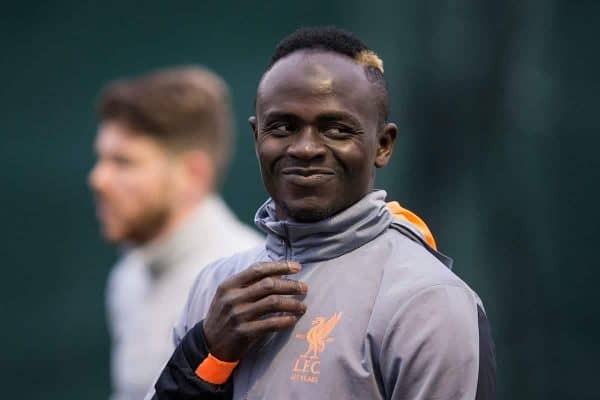 LIVERPOOL, ENGLAND - Monday, March 5, 2018: Liverpool's Sadio Mané during a training session at Melwoood ahead of the UEFA Champions League Round of 16 2nd leg match between Liverpool FC and FC Porto. (Pic by Paul Greenwood/Propaganda)