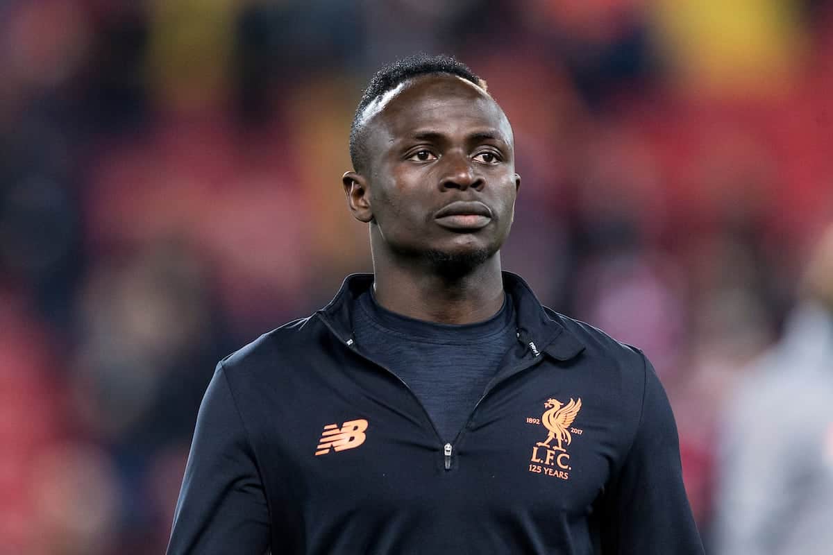 LIVERPOOL, ENGLAND - Monday, March 5, 2018: Liverpool's Sadio Mané during the pre-match warm-up before the UEFA Champions League Round of 16 2nd leg match between Liverpool FC and FC Porto at Anfield. (Pic by Paul Greenwood/Propaganda)