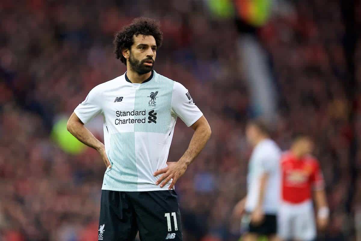 MANCHESTER, ENGLAND - Saturday, March 10, 2018: Liverpool's Mohamed Salah during the FA Premier League match between Manchester United FC and Liverpool FC at Old Trafford. (Pic by David Rawcliffe/Propaganda)