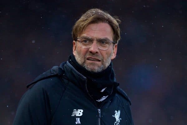 LIVERPOOL, ENGLAND - Saturday, March 17, 2018: Liverpool's manager J¸rgen Klopp before the FA Premier League match between Liverpool FC and Watford FC at Anfield. (Pic by David Rawcliffe/Propaganda)