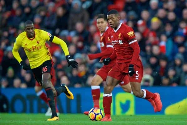 LIVERPOOL, ENGLAND - Saturday, March 17, 2018: Liverpool's Georginio Wijnaldum during the FA Premier League match between Liverpool FC and Watford FC at Anfield. (Pic by David Rawcliffe/Propaganda)