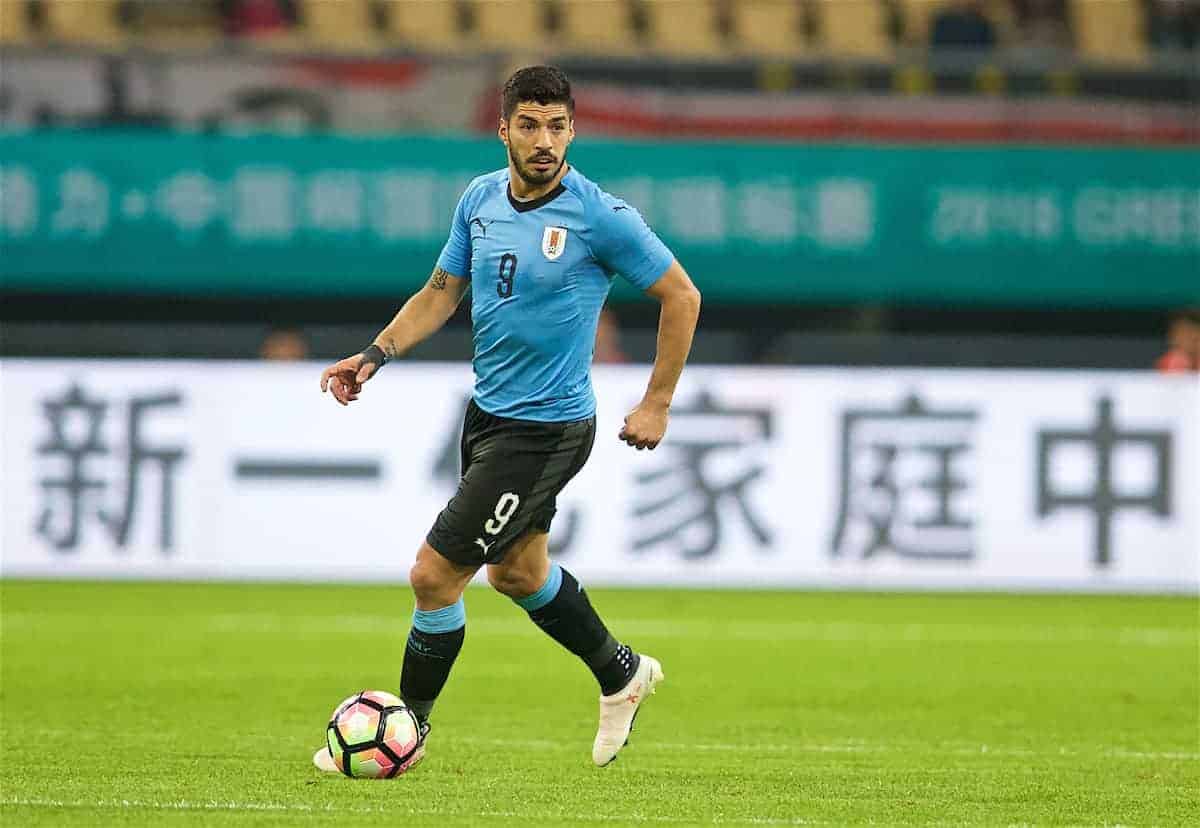 NANNING, CHINA - Friday, March 23, 2018: Uruguay's Luis Suárez during the 2018 Gree China Cup International Football Championship match between Uruguay and Czech Republic at the Guangxi Sports Centre. (Pic by David Rawcliffe/Propaganda)