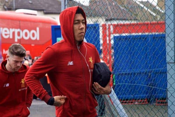 LONDON, ENGLAND - Saturday, March 31, 2018: Liverpool's Roberto Firmino arrives before the FA Premier League match between Crystal Palace FC and Liverpool FC at Selhurst Park. (Pic by Dave Shopland/Propaganda)