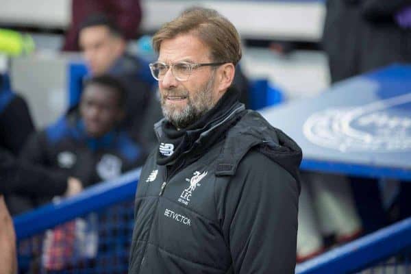 LIVERPOOL, ENGLAND - Saturday, April 7, 2018: Liverpool manager Jurgen Klopp before the FA Premier League match between Everton and Liverpool, the 231st Merseyside Derby, at Goodison Park. (Pic by Jason Roberts/Propaganda)